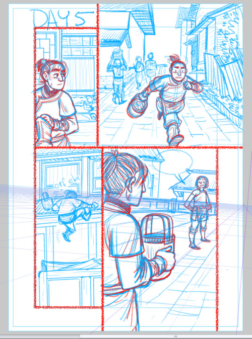 Faith Erin Hicks works enthusiastically with Manga Studio perspective grids